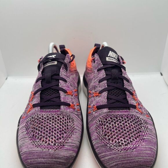 9.5 Nike Focus Flyknit 844817-501 purple/ orange Running Shoes Sneakers - Picture 3 of 7